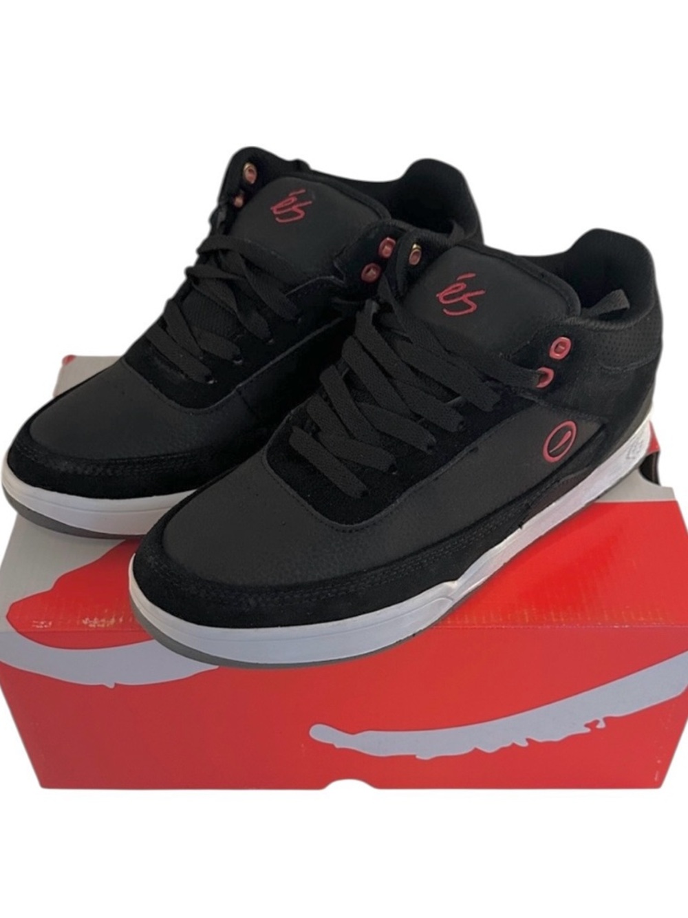 'eS Men's Stylus Mid Black Noir Size 8.5‎ Skateboarding Sneakers Size 8.5 New!